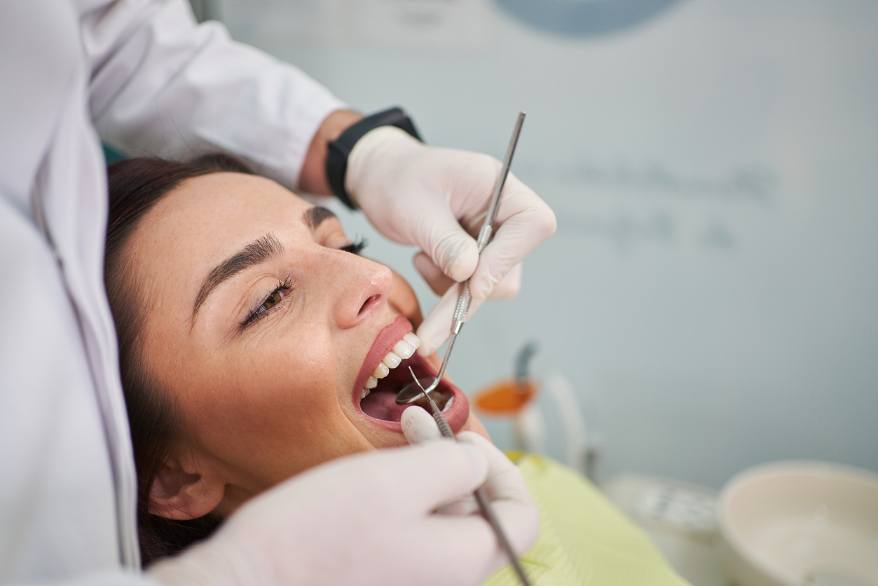 Patient during her monthly dental appointment